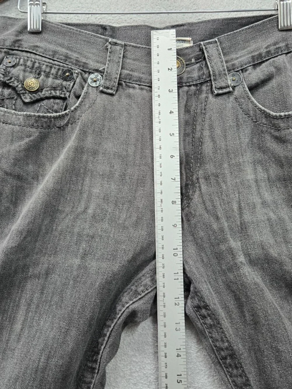 True Religion Men Jeans 34 Gray Denim Rainbow Billy Straight 30